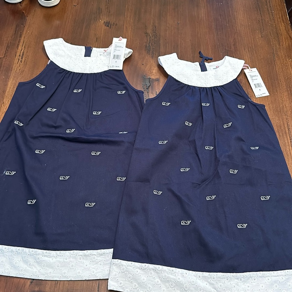 Two navy blue vineyard vines size 6 girls shift dresses. Never worn!
